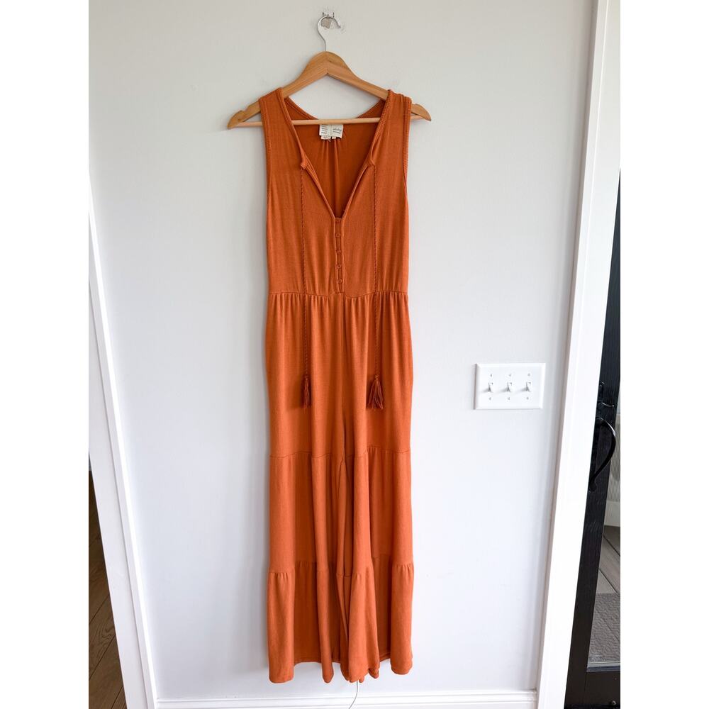Anthropologie Saturday Sunday Marina Tiered Wide Leg Jumpsuit Terracotta XS - Picture 2 of 9
